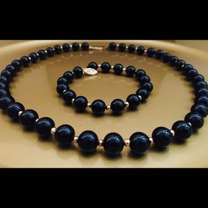 Solid 14k Gold & Black Onyx Jewelry Set